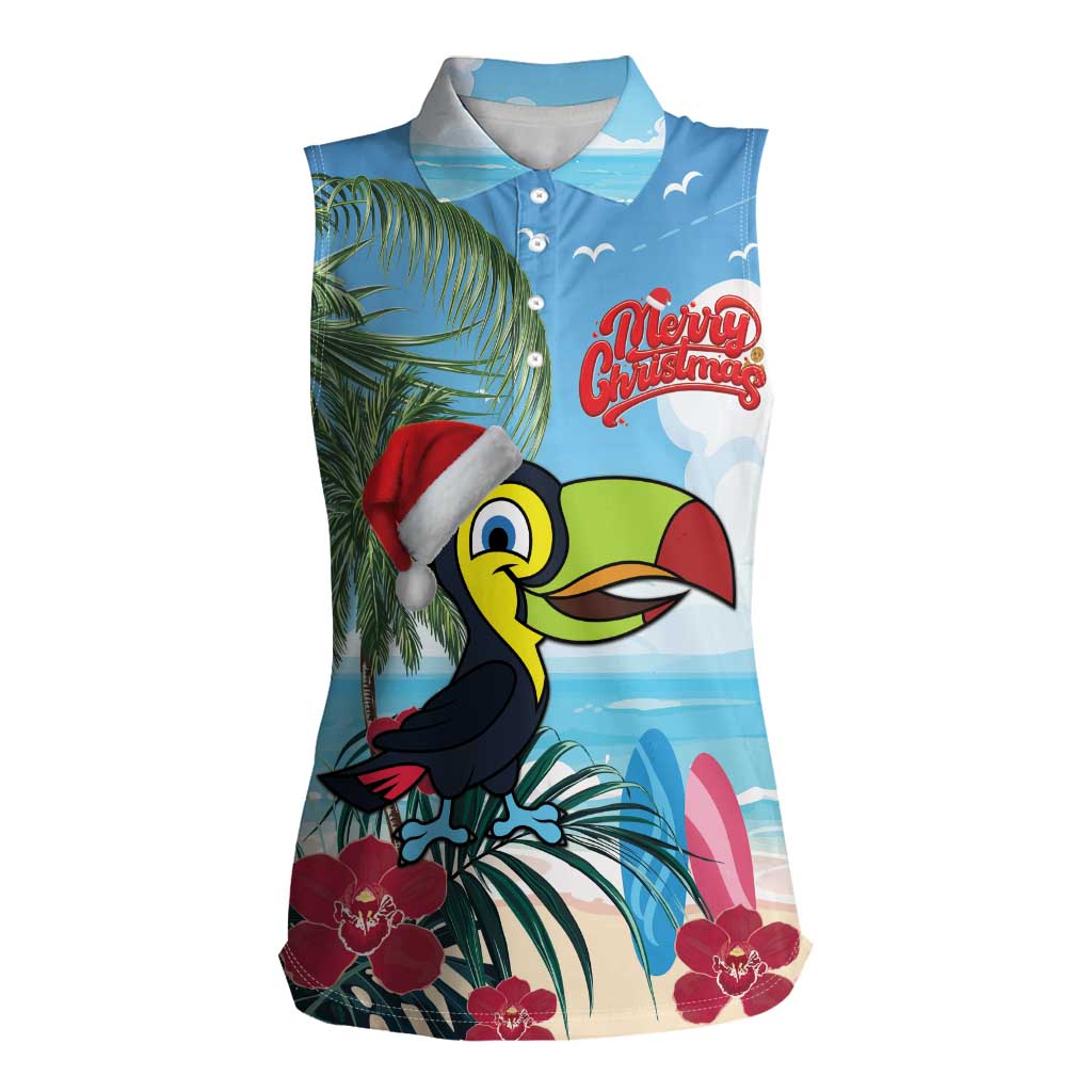 Belize Keel-billed Toucan Christmas Women Sleeveless Polo Shirt Black Orchid Christmas Beach Vibe - Wonder Print Shop