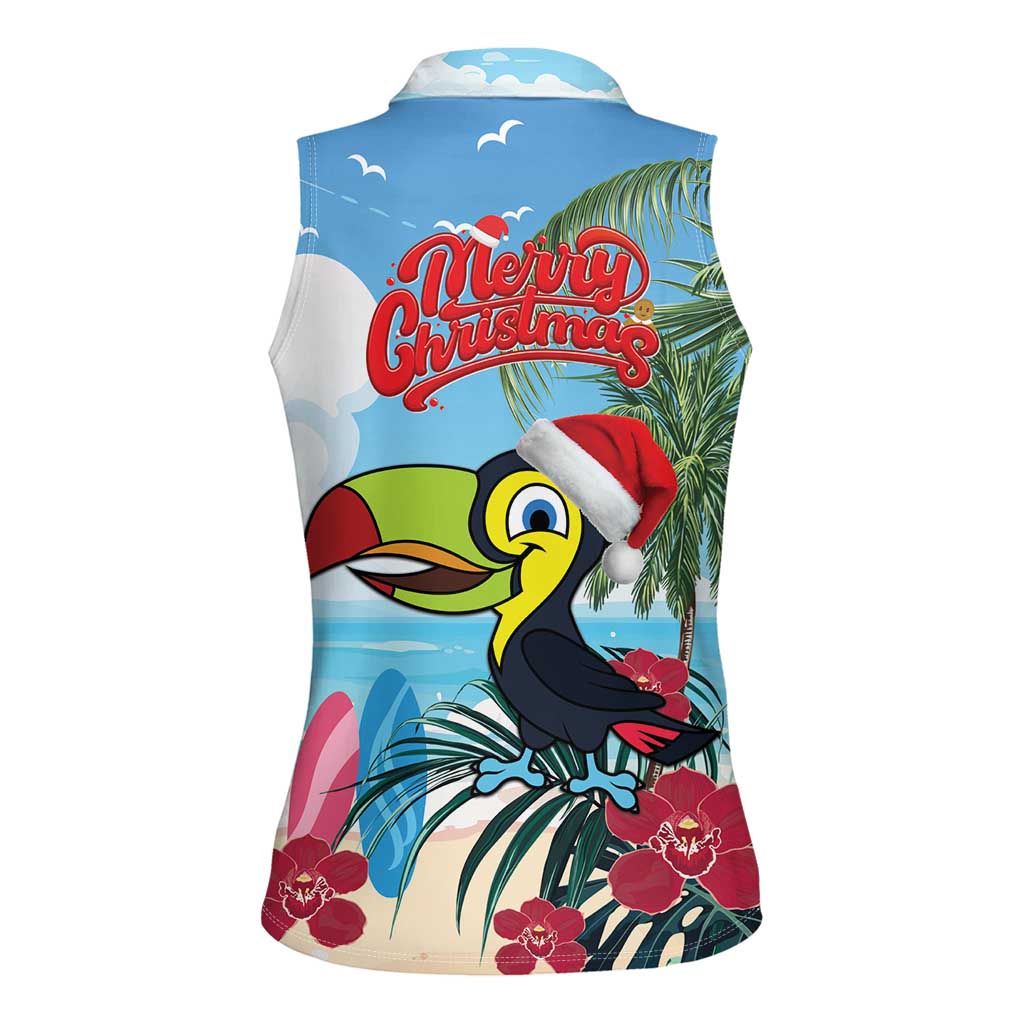 Belize Keel-billed Toucan Christmas Women Sleeveless Polo Shirt Black Orchid Christmas Beach Vibe - Wonder Print Shop
