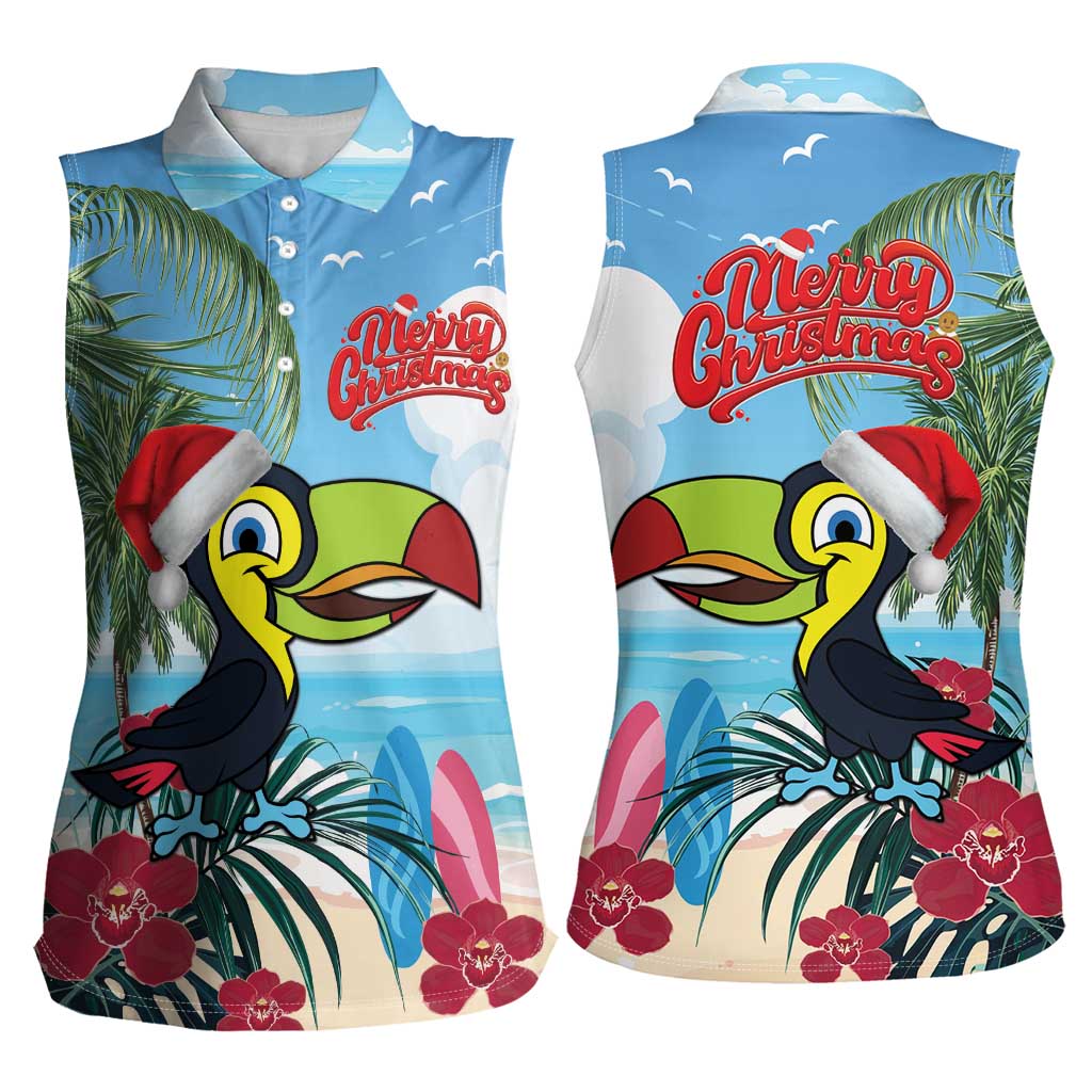 Belize Keel-billed Toucan Christmas Women Sleeveless Polo Shirt Black Orchid Christmas Beach Vibe - Wonder Print Shop