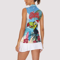 Belize Keel-billed Toucan Christmas Women Sleeveless Polo Shirt Black Orchid Christmas Beach Vibe - Wonder Print Shop