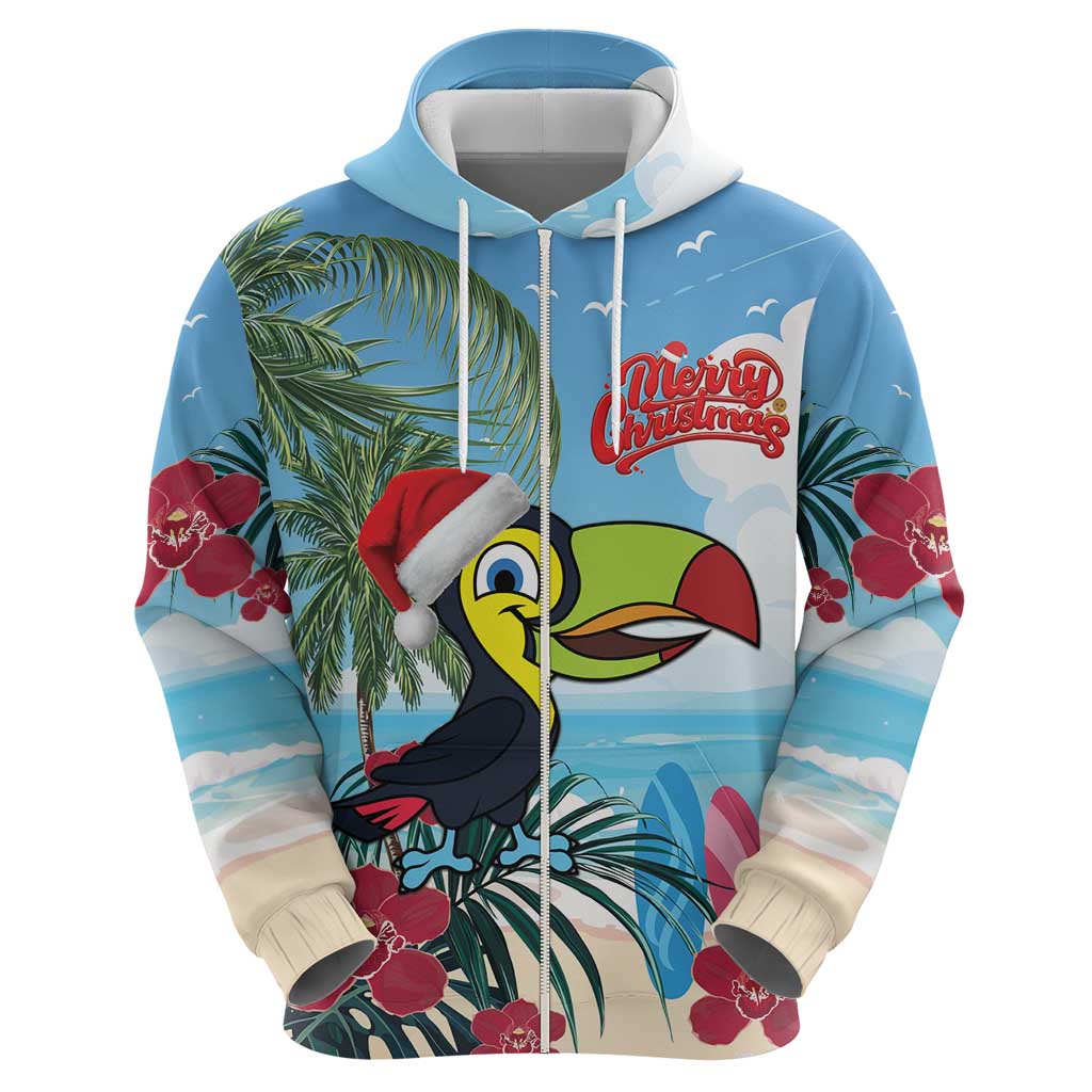 Belize Keel-billed Toucan Christmas Zip Hoodie Black Orchid Christmas Beach Vibe - Wonder Print Shop