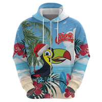 Belize Keel-billed Toucan Christmas Zip Hoodie Black Orchid Christmas Beach Vibe - Wonder Print Shop