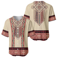Traditional Romanian Baseball Jersey With Red Traditional Embroidery Patterns