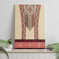 Traditional Romanian Canvas Wall Art With Red Traditional Embroidery Patterns