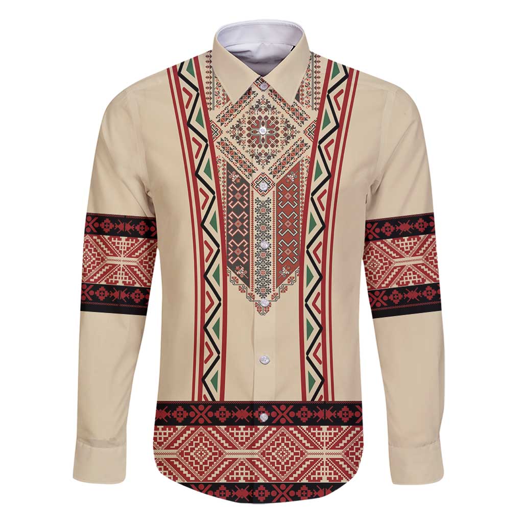 Traditional Romanian Family Matching Off Shoulder Short Dress and Hawaiian Shirt With Red Traditional Embroidery Patterns