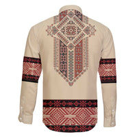 Traditional Romanian Family Matching Short Sleeve Bodycon Dress and Hawaiian Shirt With Red Traditional Embroidery Patterns