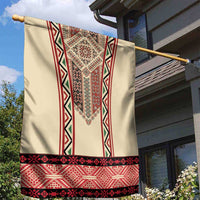 Traditional Romanian Garden Flag With Red Traditional Embroidery Patterns