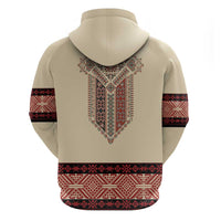 Traditional Romanian Hoodie With Red Traditional Embroidery Patterns