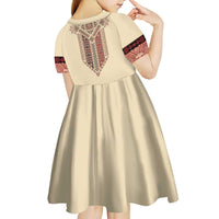 Traditional Romanian Kid Short Sleeve Dress With Red Traditional Embroidery Patterns