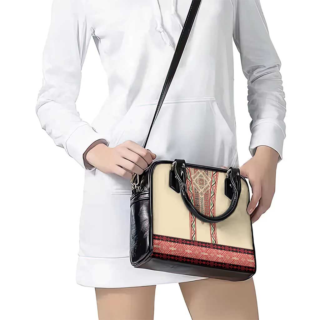 Traditional Romanian Shoulder Handbag With Red Traditional Embroidery Patterns - Wonder Print Shop