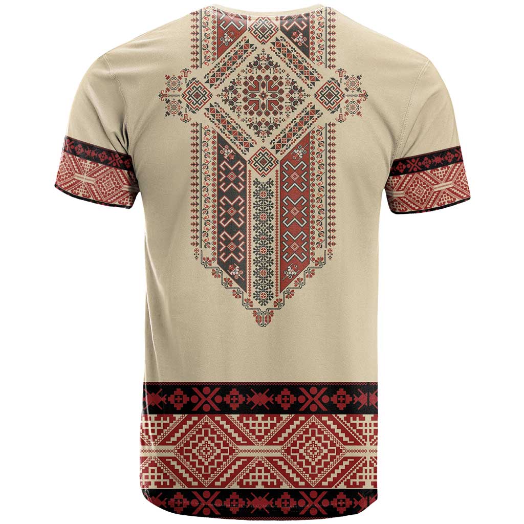 Traditional Romanian T Shirt With Red Traditional Embroidery Patterns - Wonder Print Shop