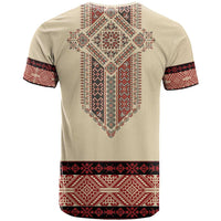 Traditional Romanian T Shirt With Red Traditional Embroidery Patterns - Wonder Print Shop