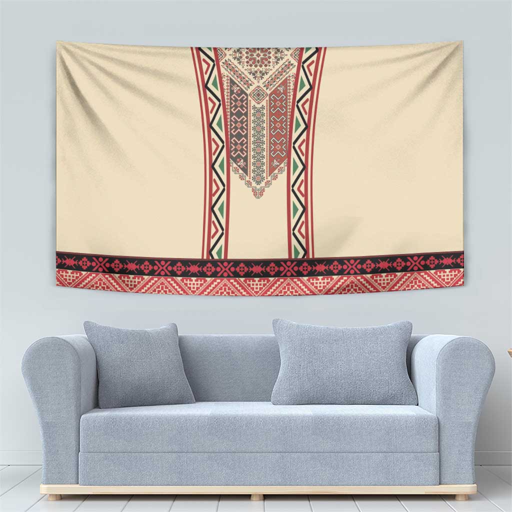 Traditional Romanian Tapestry With Red Traditional Embroidery Patterns - Wonder Print Shop