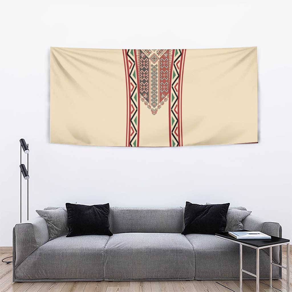Traditional Romanian Tapestry With Red Traditional Embroidery Patterns - Wonder Print Shop