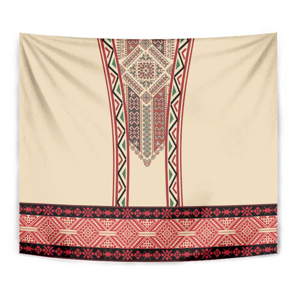 Traditional Romanian Tapestry With Red Traditional Embroidery Patterns - Wonder Print Shop