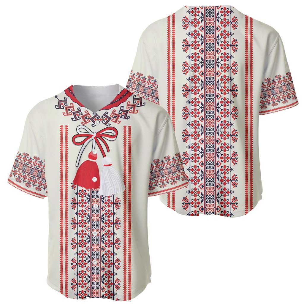 Happy Martisor Day Baseball Jersey Traditional Romanian Folklore Pattern
