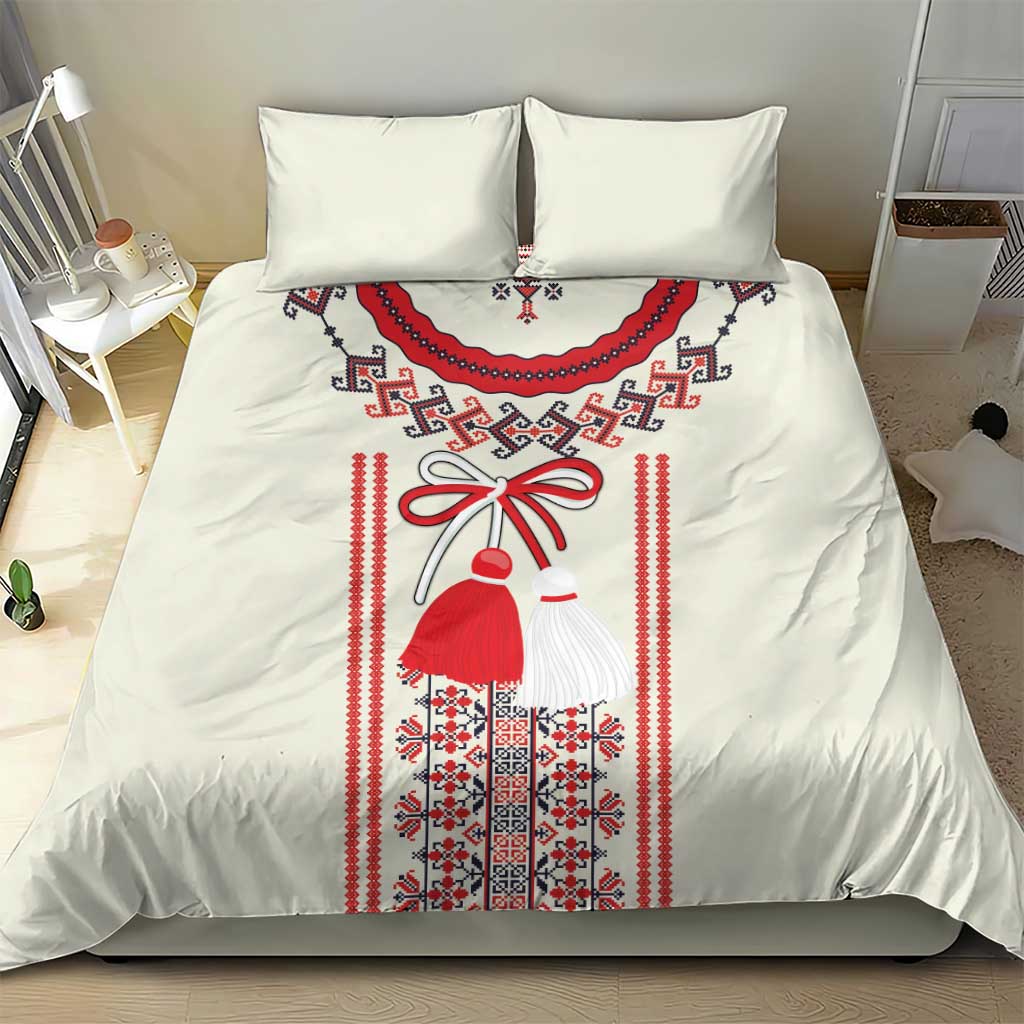 Happy Martisor Day Bedding Set Traditional Romanian Folklore Pattern