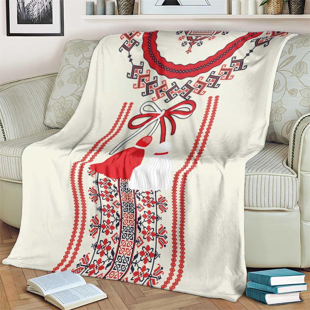 Happy Martisor Day Blanket Traditional Romanian Folklore Pattern