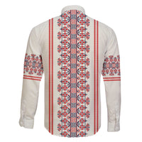 Happy Martisor Day Family Matching Off The Shoulder Long Sleeve Dress and Hawaiian Shirt Traditional Romanian Folklore Pattern
