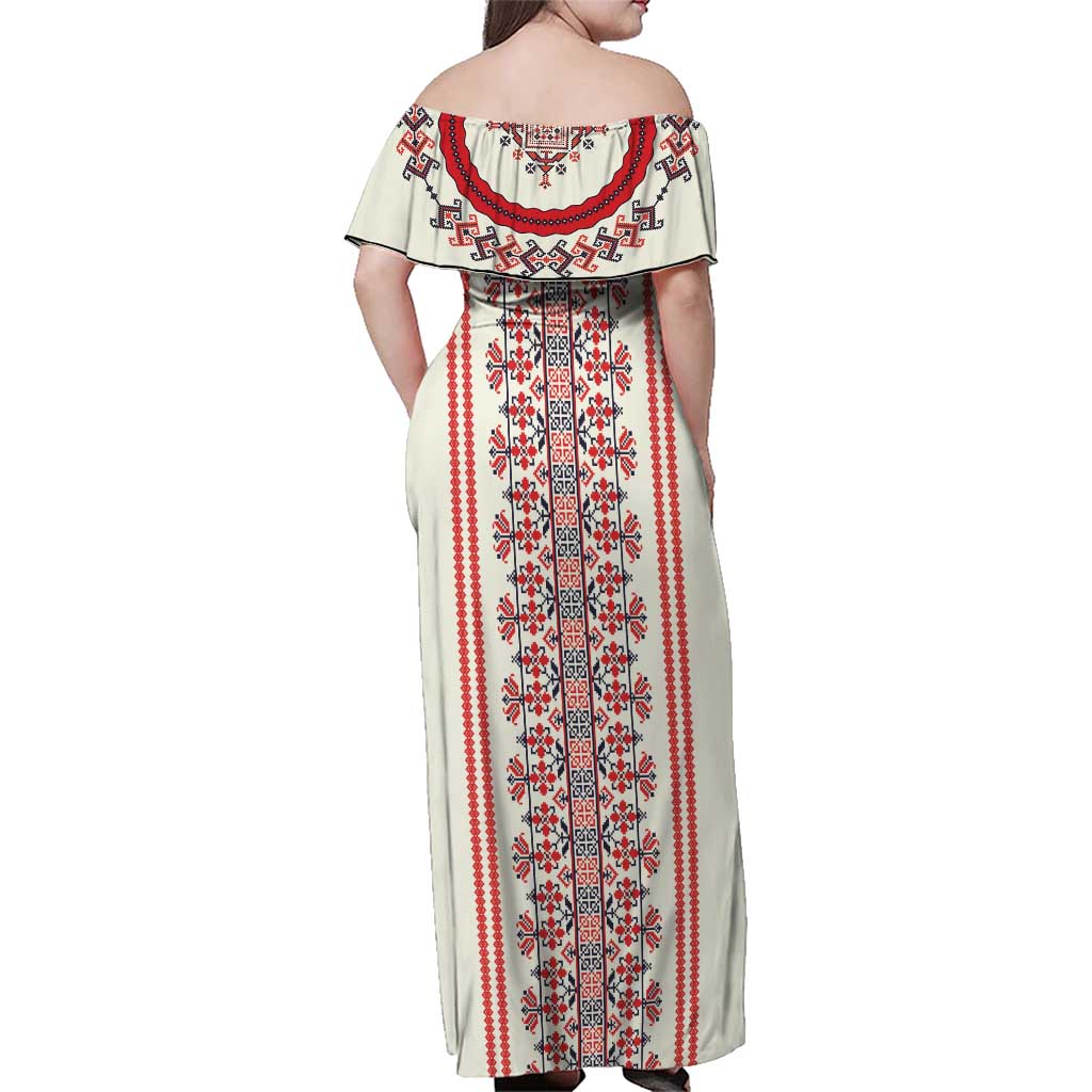Happy Martisor Day Family Matching Off Shoulder Maxi Dress and Hawaiian Shirt Traditional Romanian Folklore Pattern