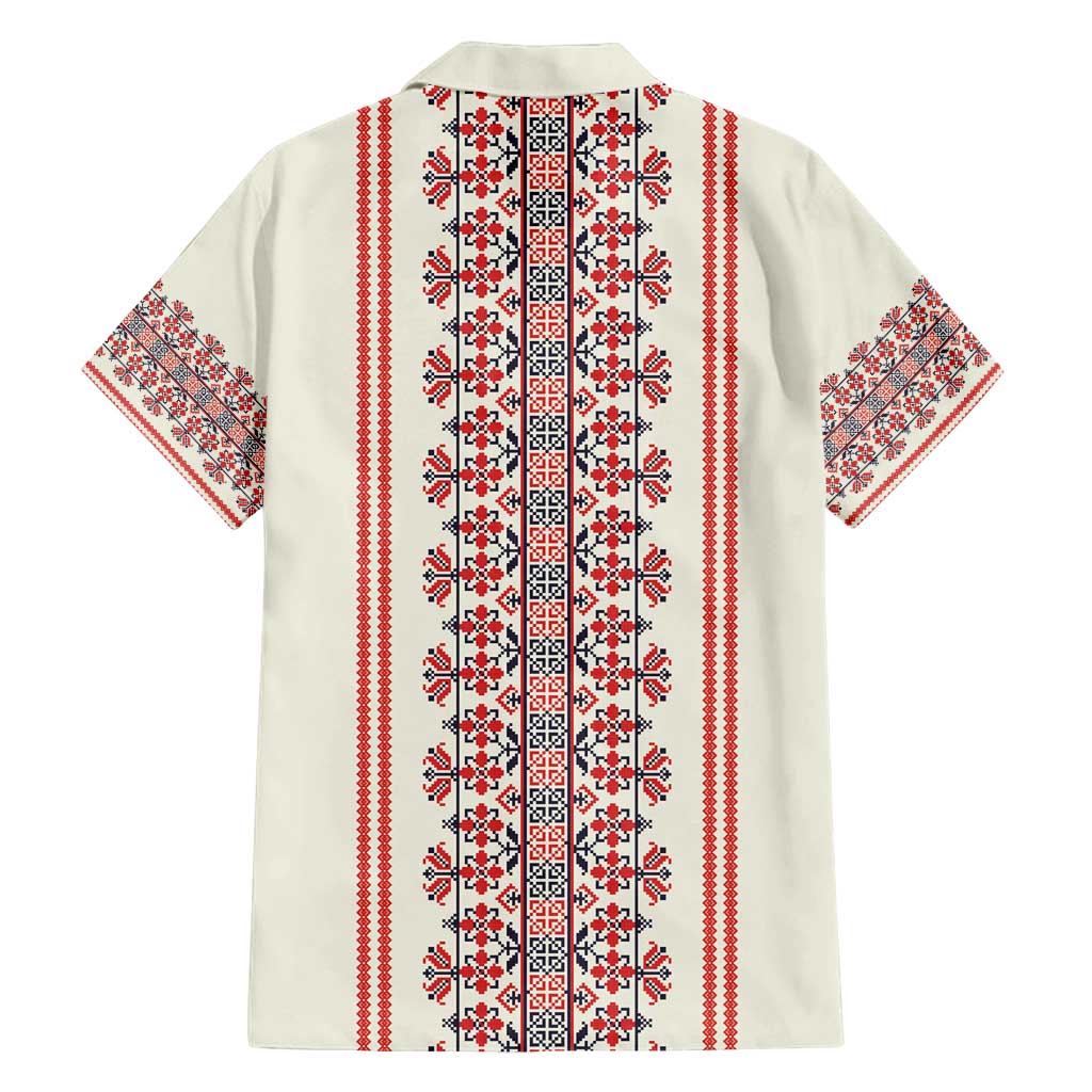 Happy Martisor Day Family Matching Off Shoulder Short Dress and Hawaiian Shirt Traditional Romanian Folklore Pattern