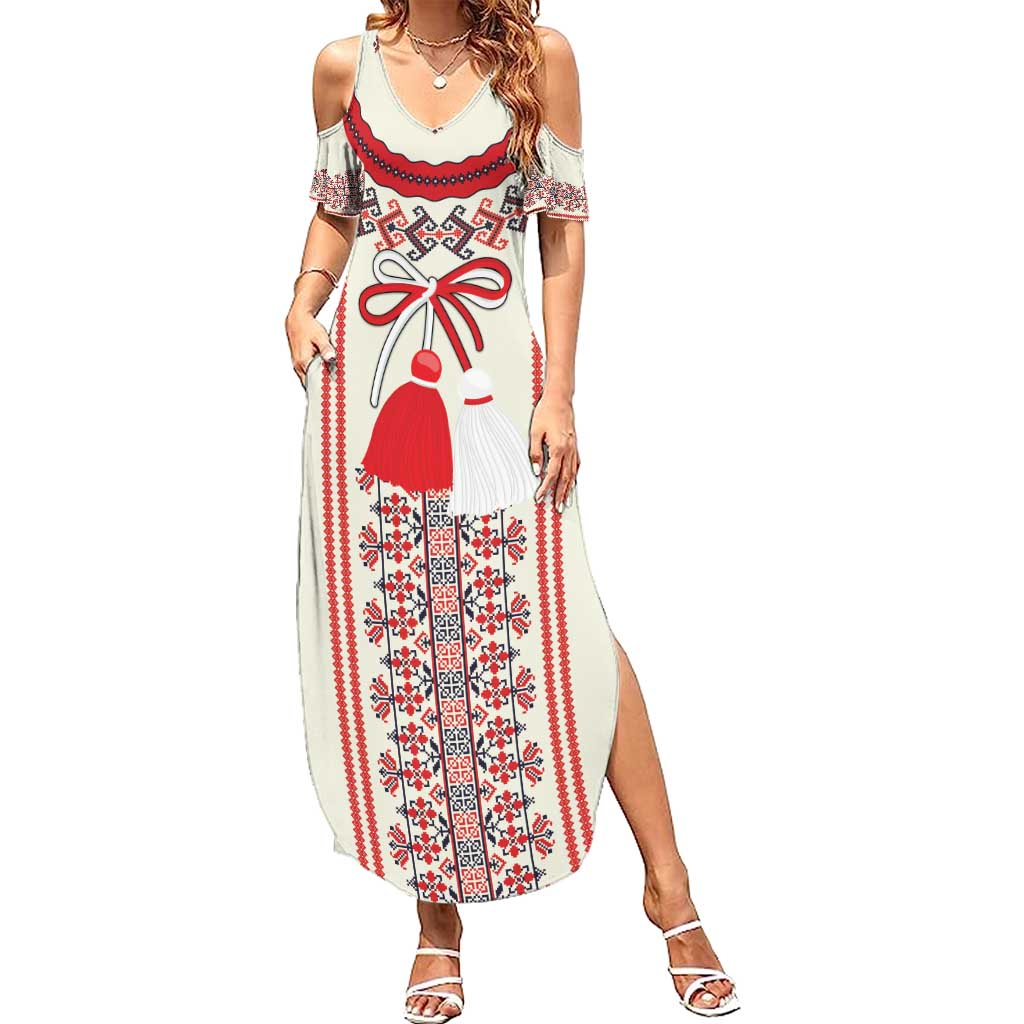 Happy Martisor Day Family Matching Summer Maxi Dress and Hawaiian Shirt Traditional Romanian Folklore Pattern