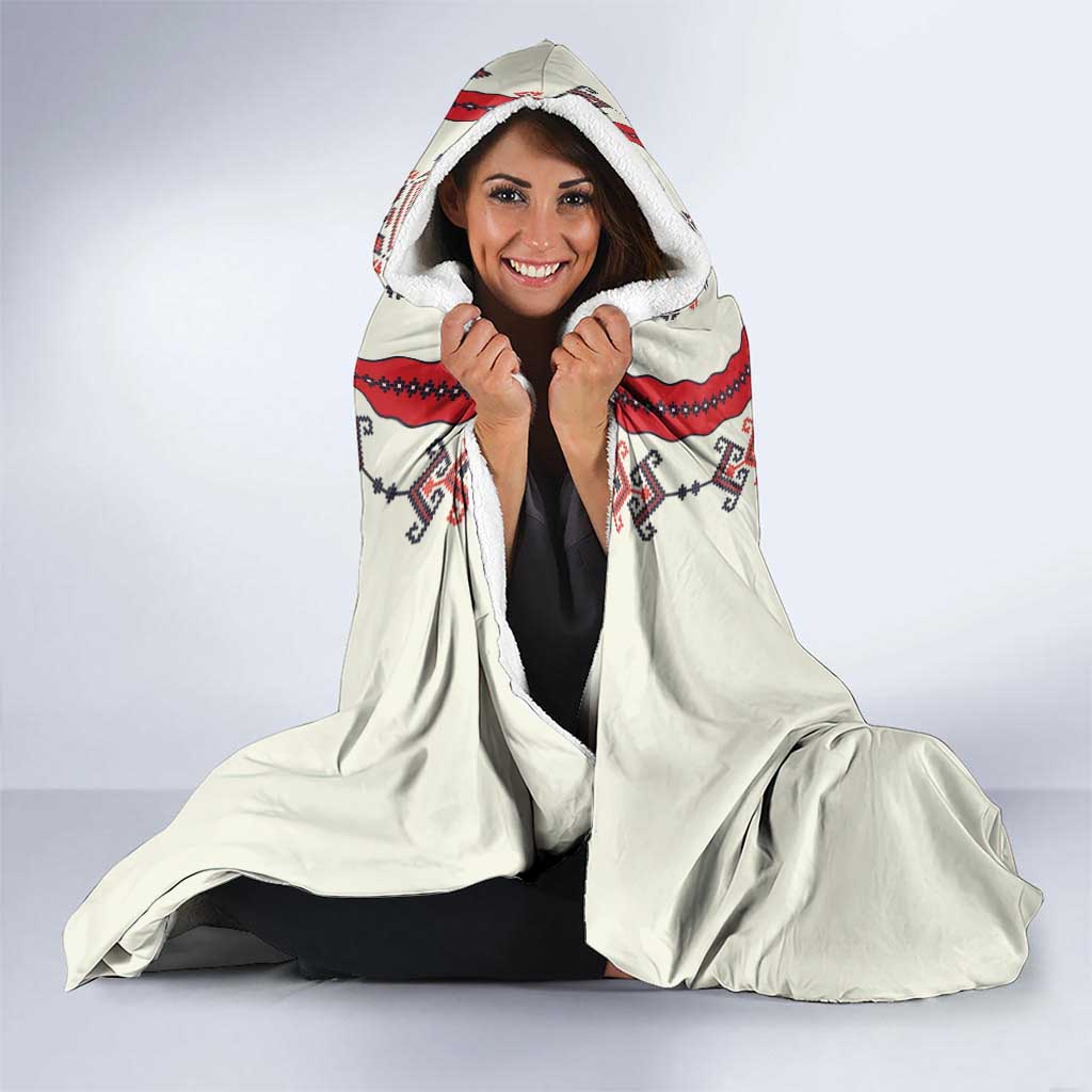 Happy Martisor Day Hooded Blanket Traditional Romanian Folklore Pattern
