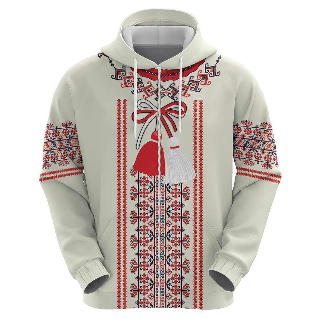 Happy Martisor Day Hoodie Traditional Romanian Folklore Pattern