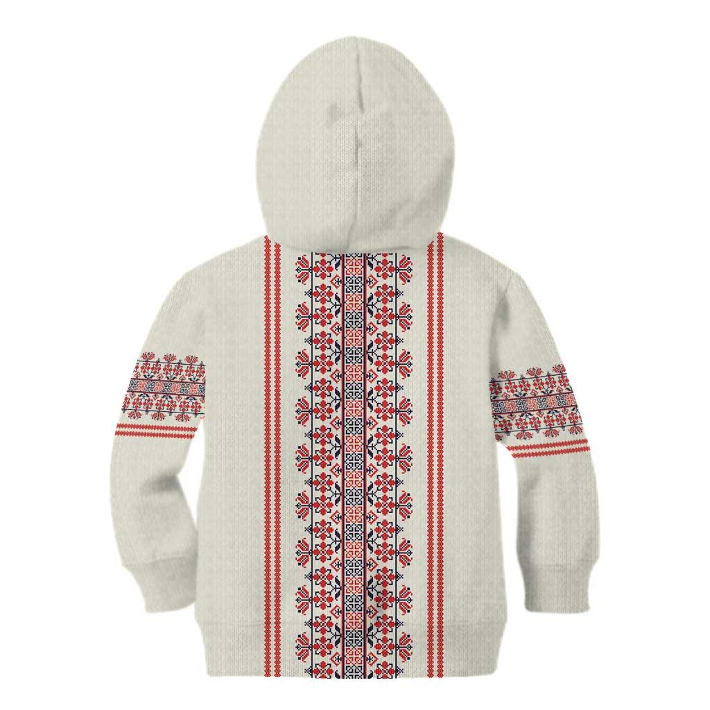 Happy Martisor Day Kid Hoodie Traditional Romanian Folklore Pattern