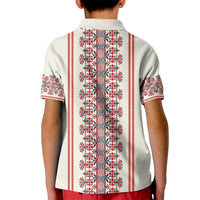 Happy Martisor Day Kid Polo Shirt Traditional Romanian Folklore Pattern