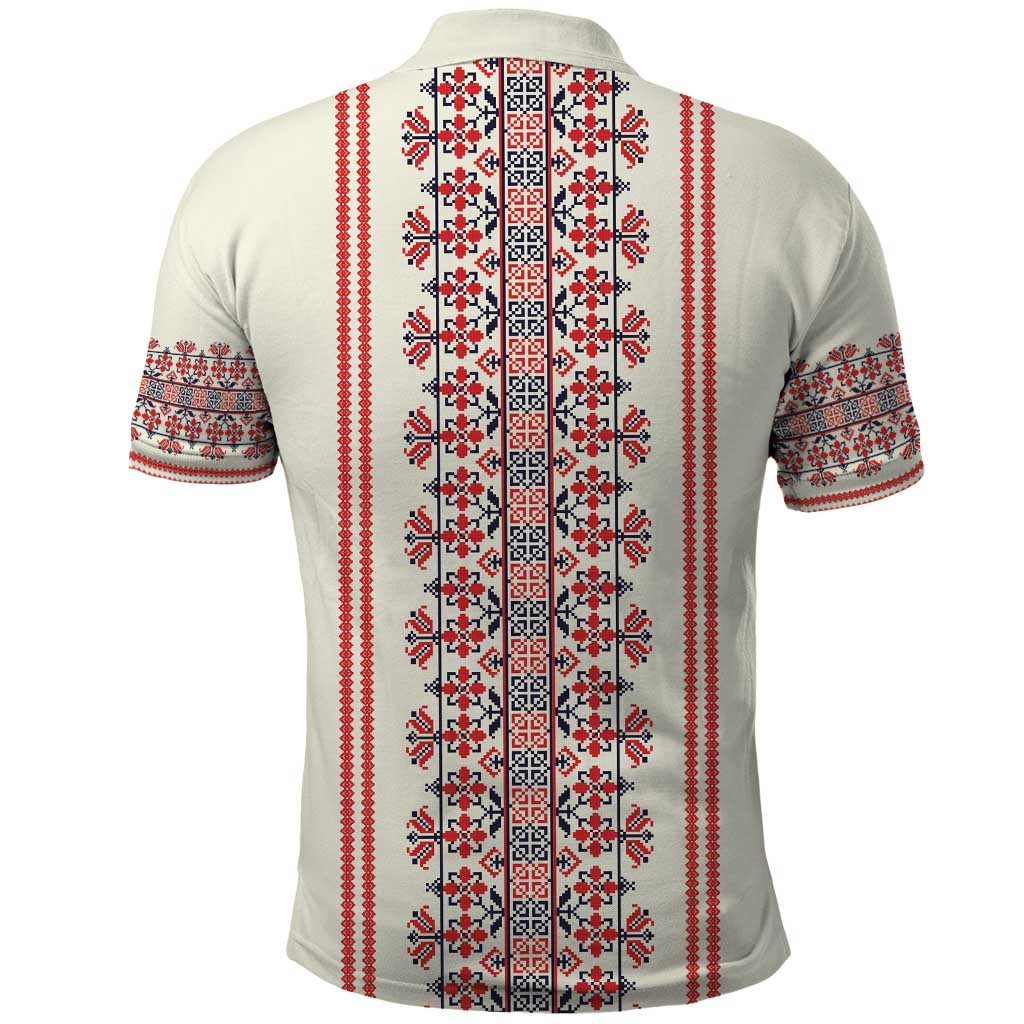 Happy Martisor Day Polo Shirt Traditional Romanian Folklore Pattern
