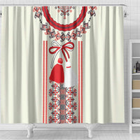 Happy Martisor Day Shower Curtain Traditional Romanian Folklore Pattern - Wonder Print Shop