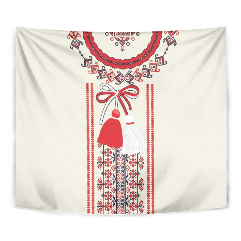Happy Martisor Day Tapestry Traditional Romanian Folklore Pattern - Wonder Print Shop