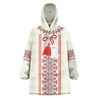 Happy Martisor Day Wearable Blanket Hoodie Traditional Romanian Folklore Pattern - Wonder Print Shop