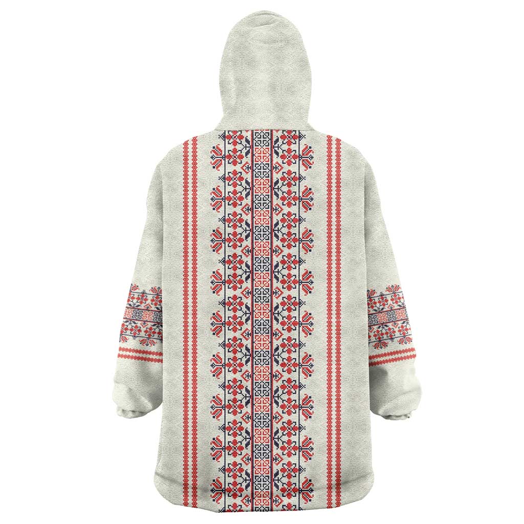 Happy Martisor Day Wearable Blanket Hoodie Traditional Romanian Folklore Pattern - Wonder Print Shop
