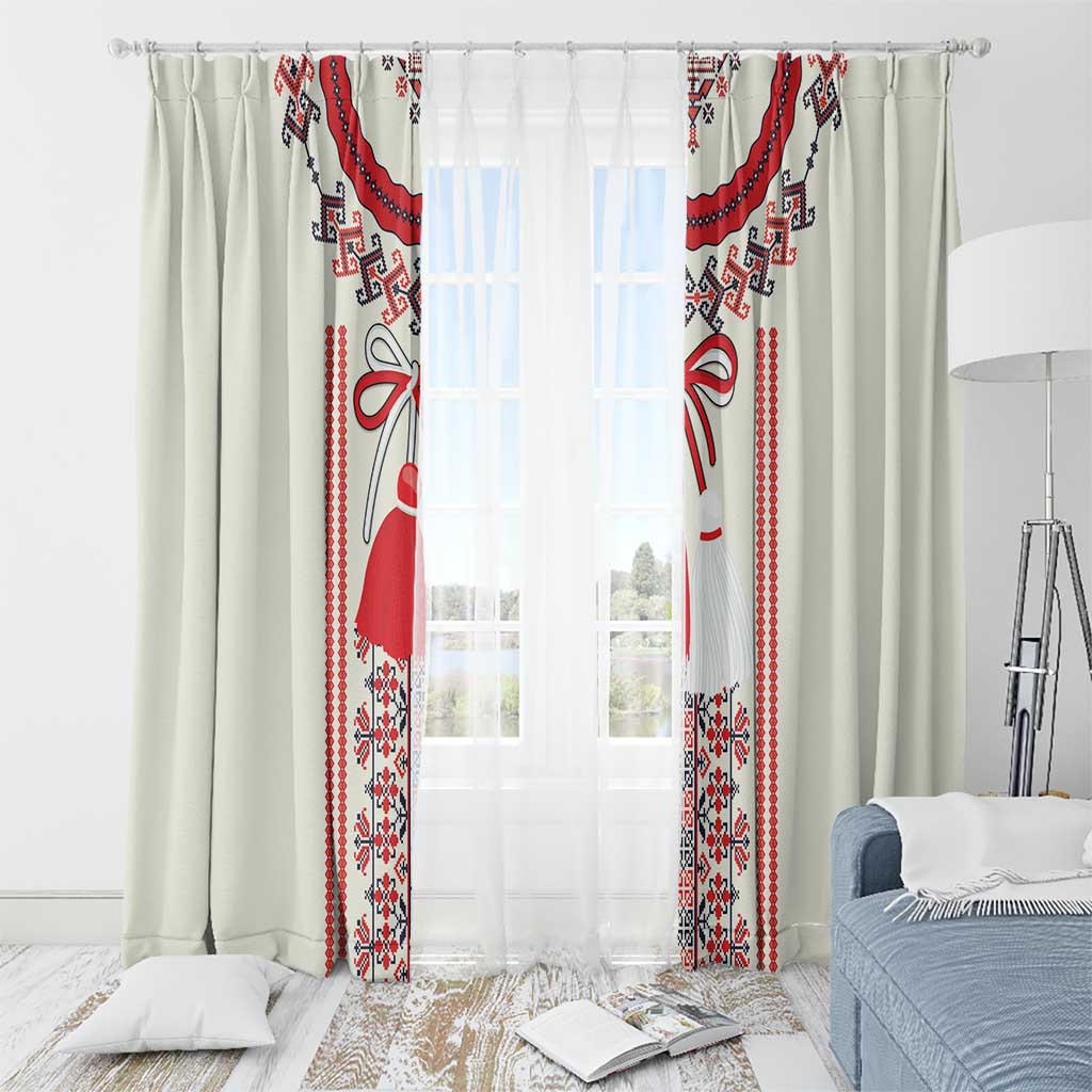 Happy Martisor Day Window Curtain Traditional Romanian Folklore Pattern - Wonder Print Shop