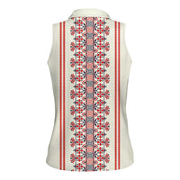 Happy Martisor Day Women Sleeveless Polo Shirt Traditional Romanian Folklore Pattern - Wonder Print Shop