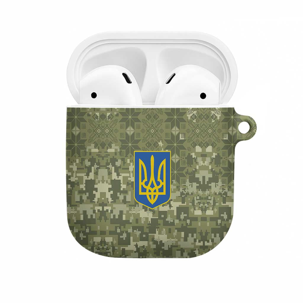 Ukraine Military Vyshyvanka Pattern AirPods Case Tryzub Emblem Tactical Style - Wonder Print Shop