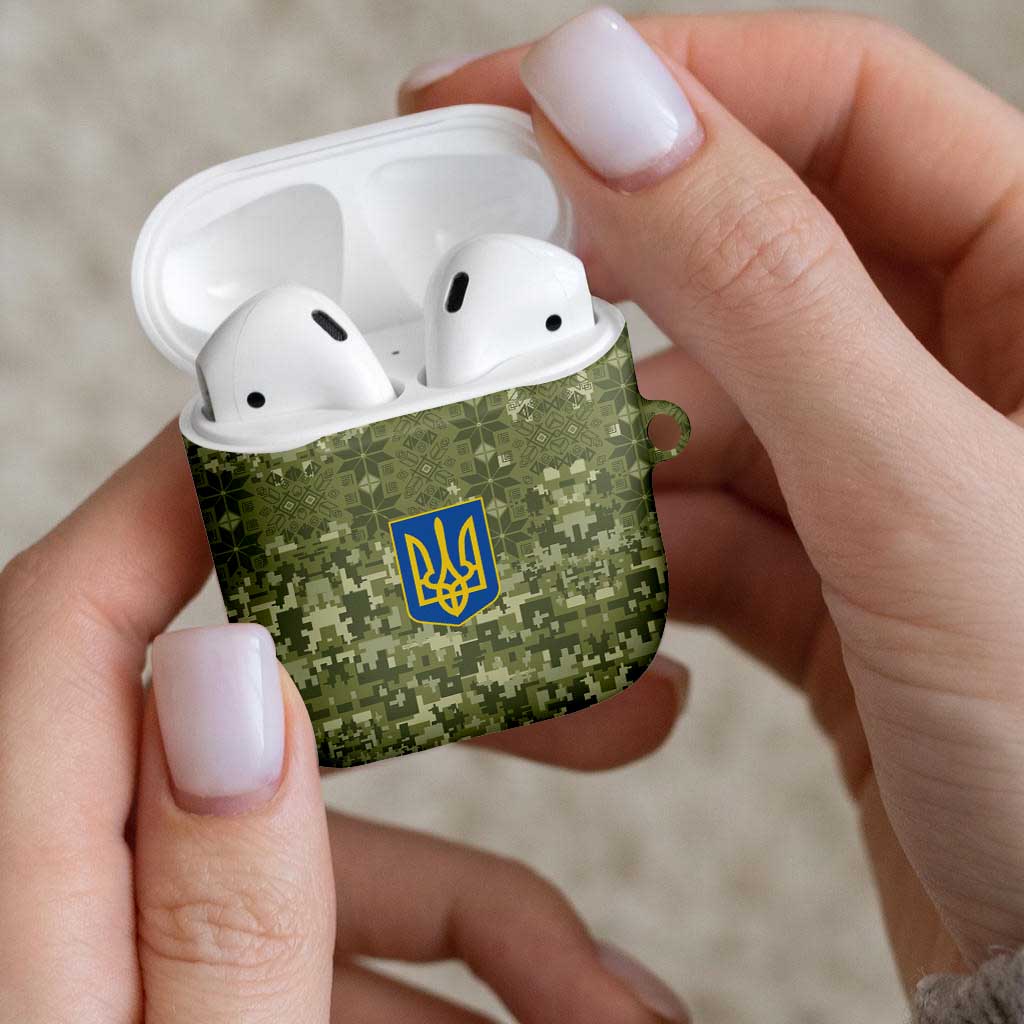 Ukraine Military Vyshyvanka Pattern AirPods Case Tryzub Emblem Tactical Style - Wonder Print Shop