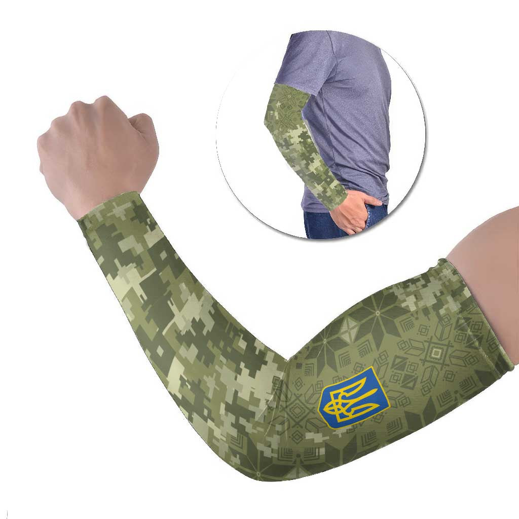 Ukraine Military Vyshyvanka Pattern Arm Sleeves Tryzub Emblem Tactical Style - Wonder Print Shop