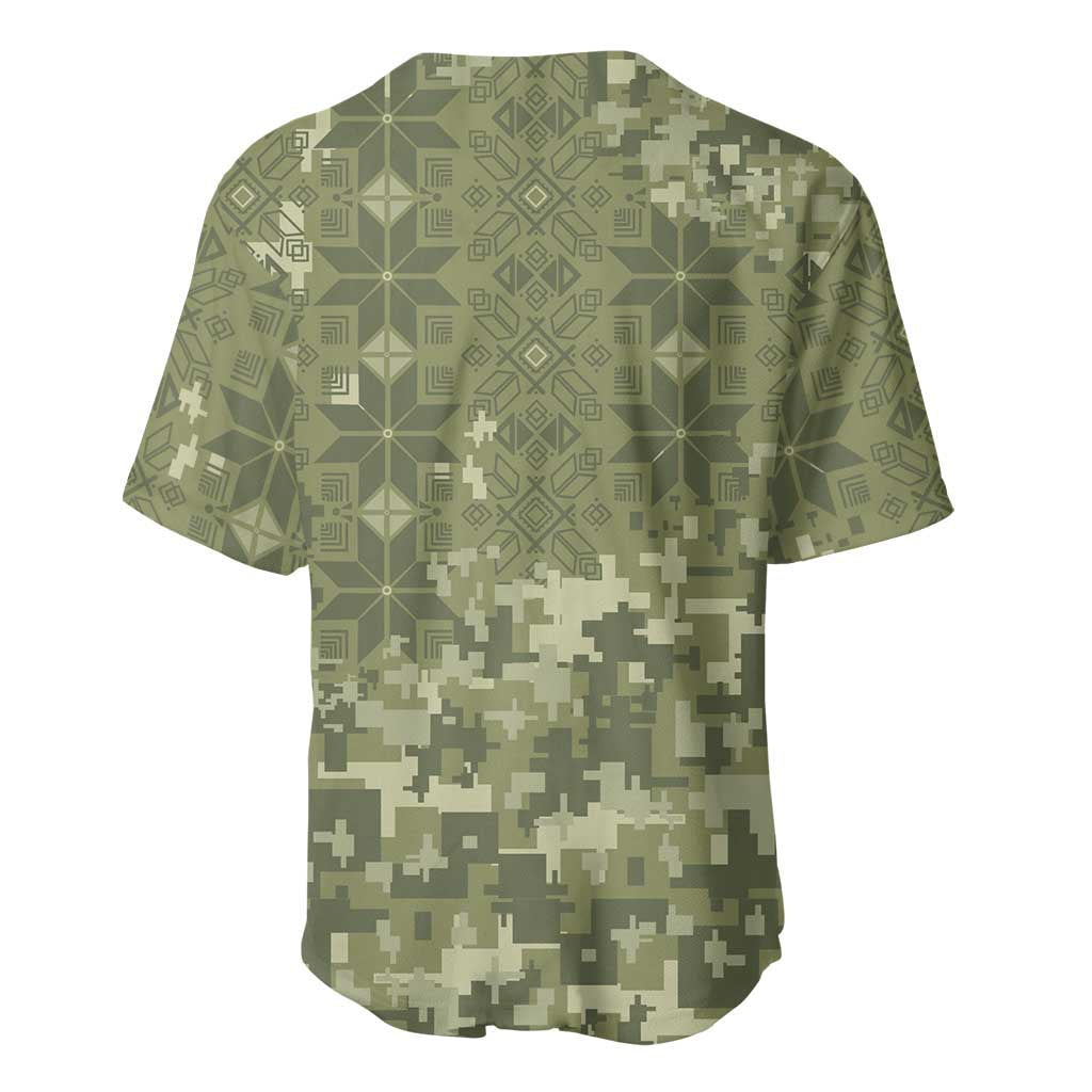 Ukraine Military Vyshyvanka Pattern Baseball Jersey Tryzub Emblem Tactical Style - Wonder Print Shop