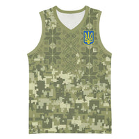 Ukraine Military Vyshyvanka Pattern Basketball Jersey Tryzub Emblem Tactical Style - Wonder Print Shop
