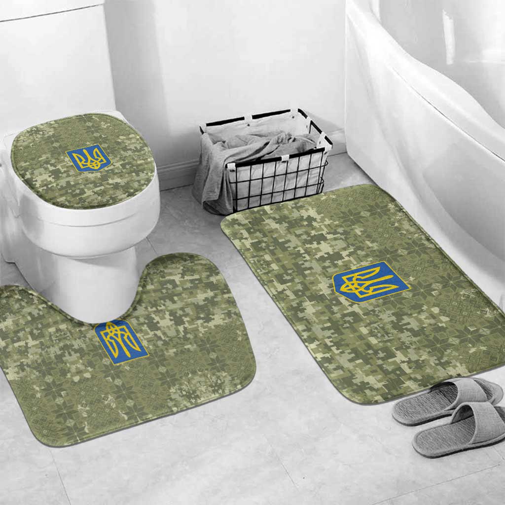 Ukraine Military Vyshyvanka Pattern Bathroom Set Tryzub Emblem Tactical Style - Wonder Print Shop