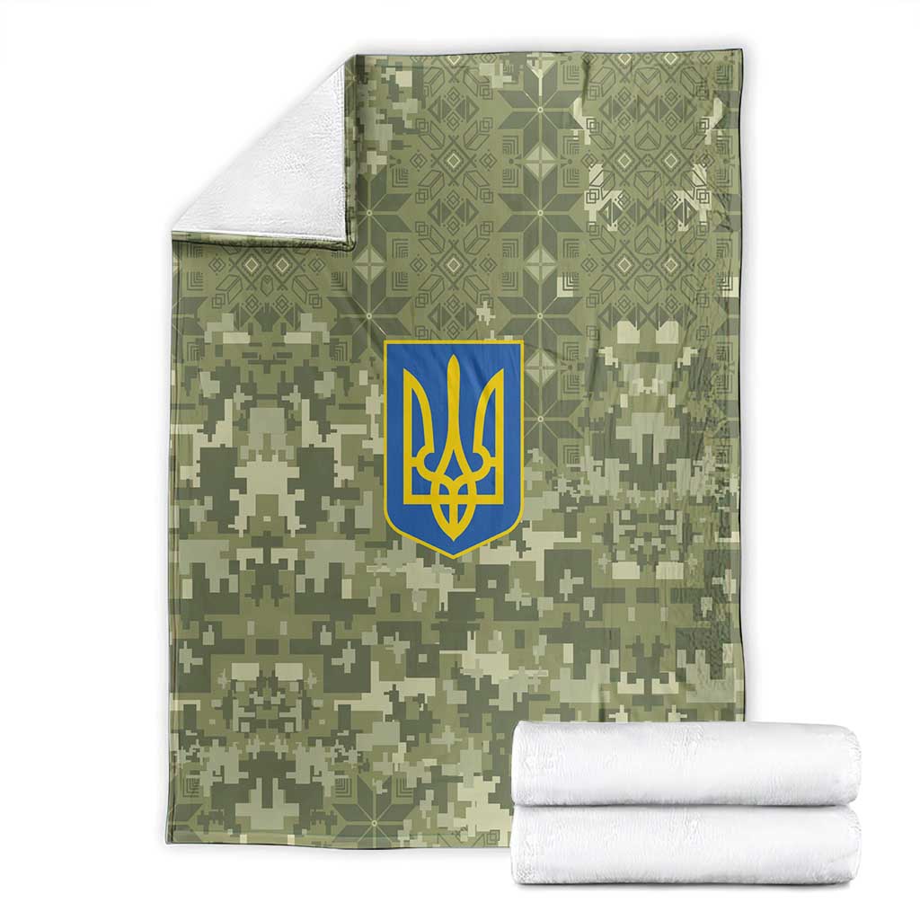 Ukraine Military Vyshyvanka Pattern Blanket Tryzub Emblem Tactical Style - Wonder Print Shop