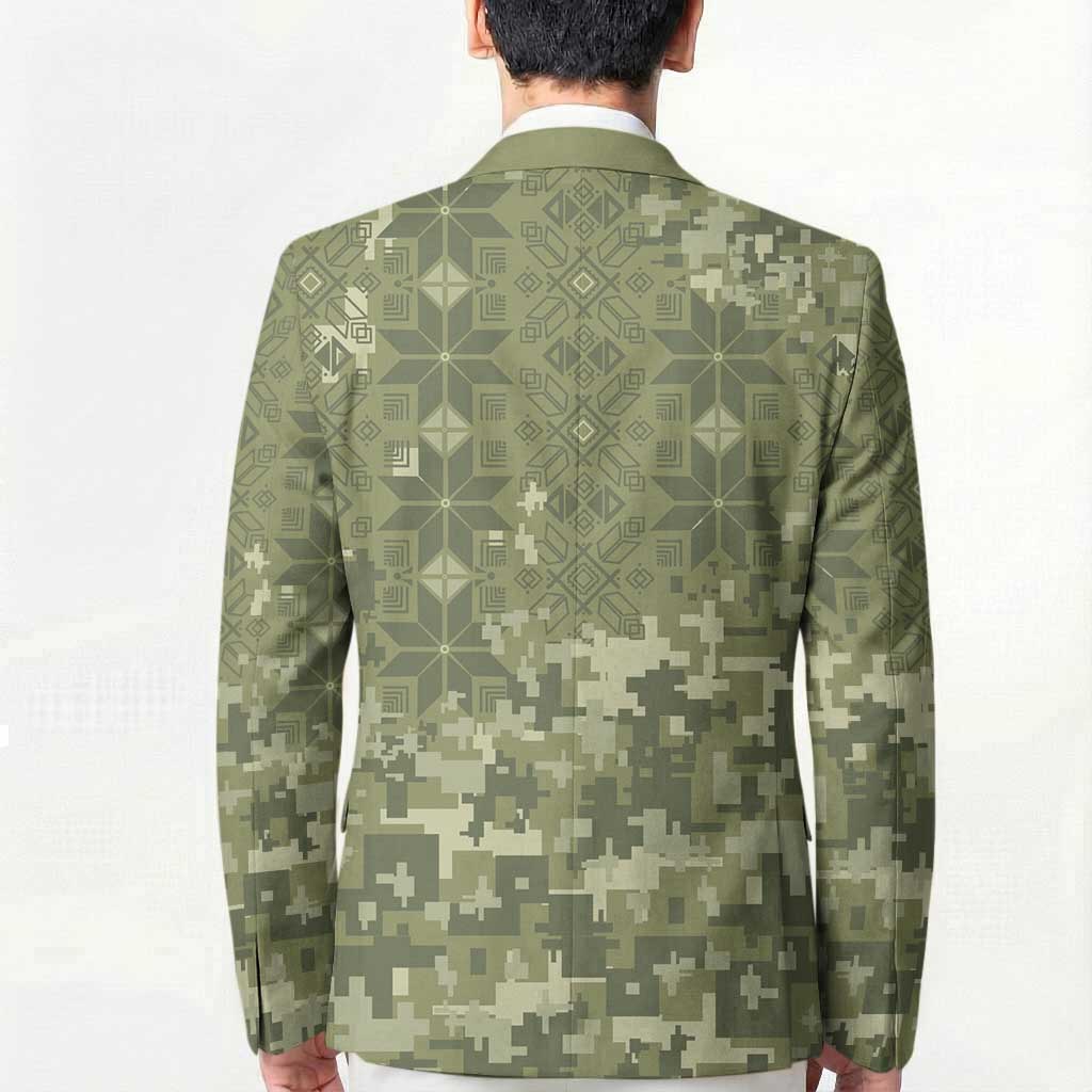Ukraine Military Vyshyvanka Pattern Blazer Tryzub Emblem Tactical Style - Wonder Print Shop