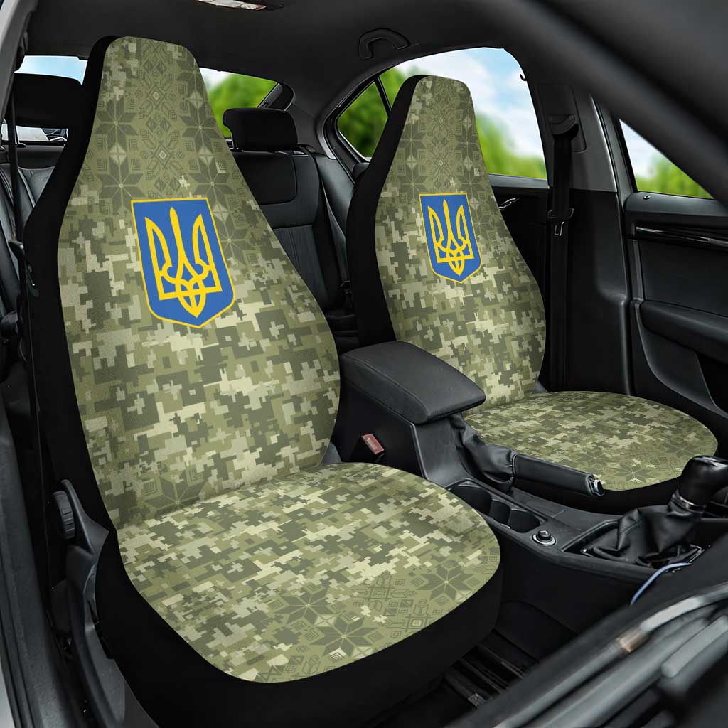 Ukraine Military Vyshyvanka Pattern Car Seat Cover Tryzub Emblem Tactical Style - Wonder Print Shop