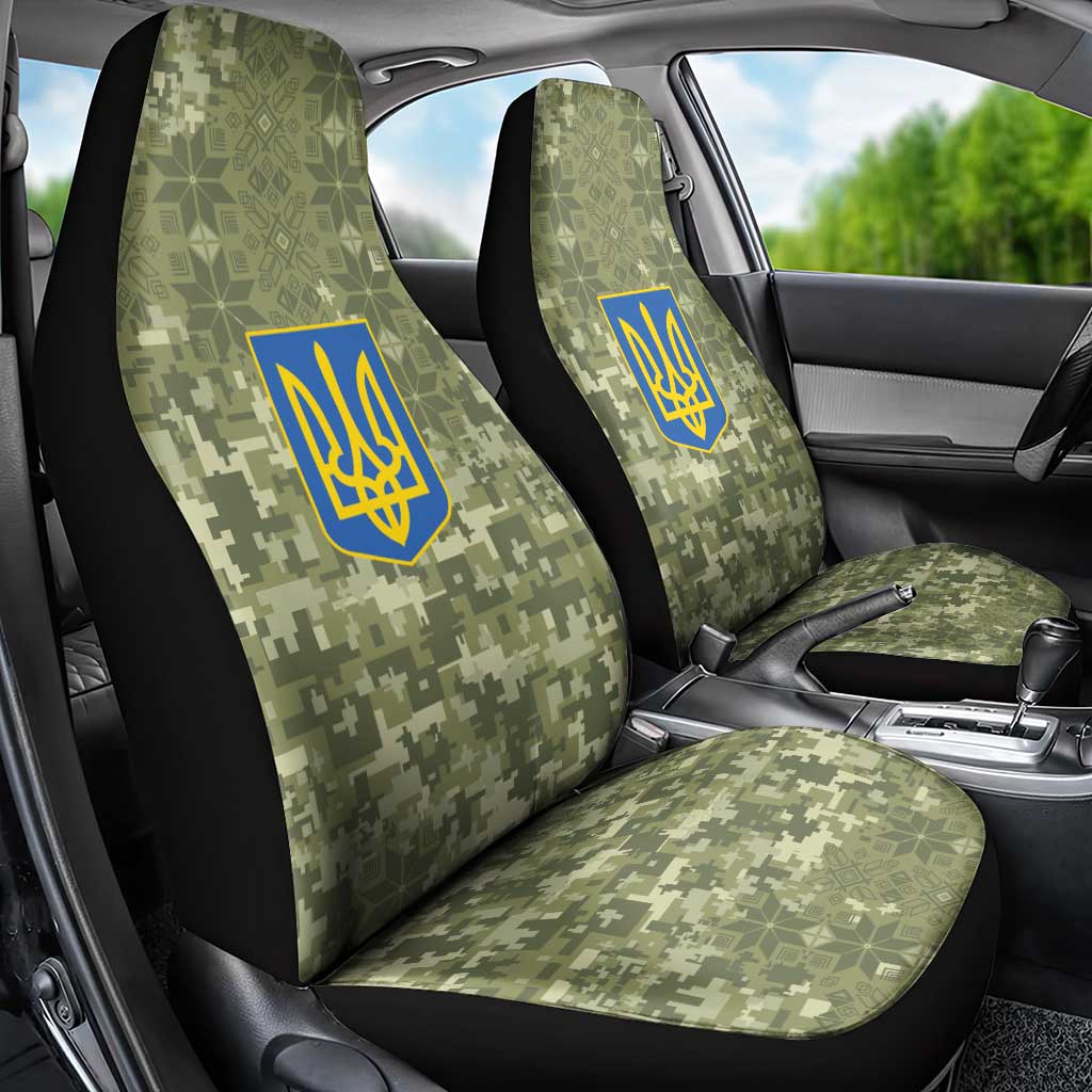 Ukraine Military Vyshyvanka Pattern Car Seat Cover Tryzub Emblem Tactical Style - Wonder Print Shop