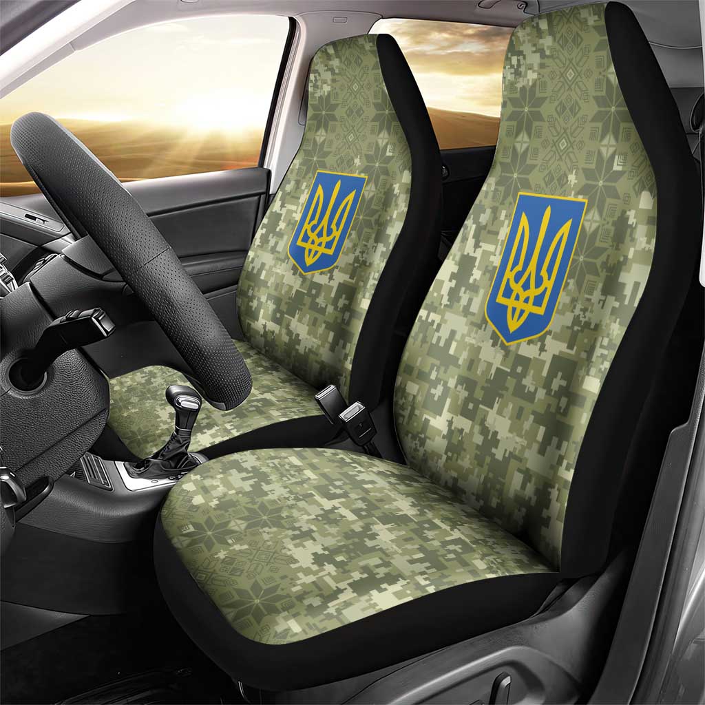 Ukraine Military Vyshyvanka Pattern Car Seat Cover Tryzub Emblem Tactical Style - Wonder Print Shop
