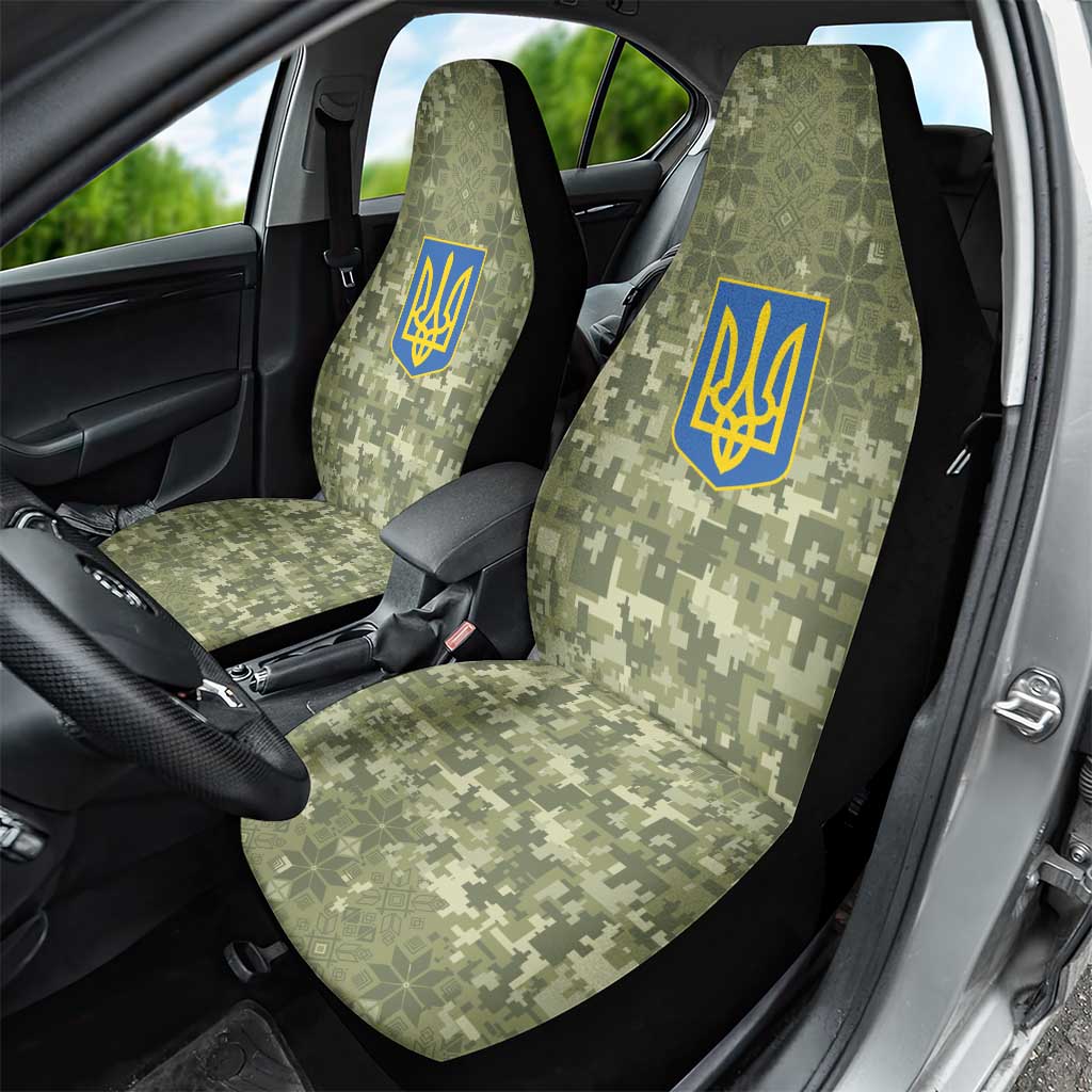 Ukraine Military Vyshyvanka Pattern Car Seat Cover Tryzub Emblem Tactical Style - Wonder Print Shop