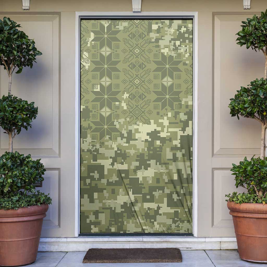 Ukraine Military Vyshyvanka Pattern Door Cover Tryzub Emblem Tactical Style - Wonder Print Shop